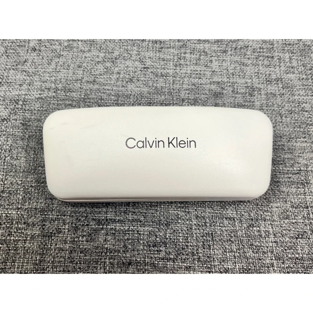 Calvin Klein White Hard Shell Sunglasses Eyeglass Case Black Felt Lining Logo